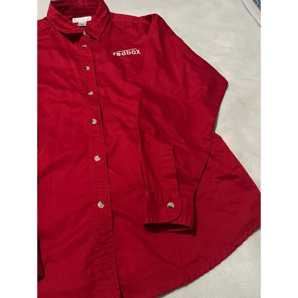 Redbox Logo Womens Red Button-Up Shirt By Tri-Mountain Size L - Picture 5 of 6